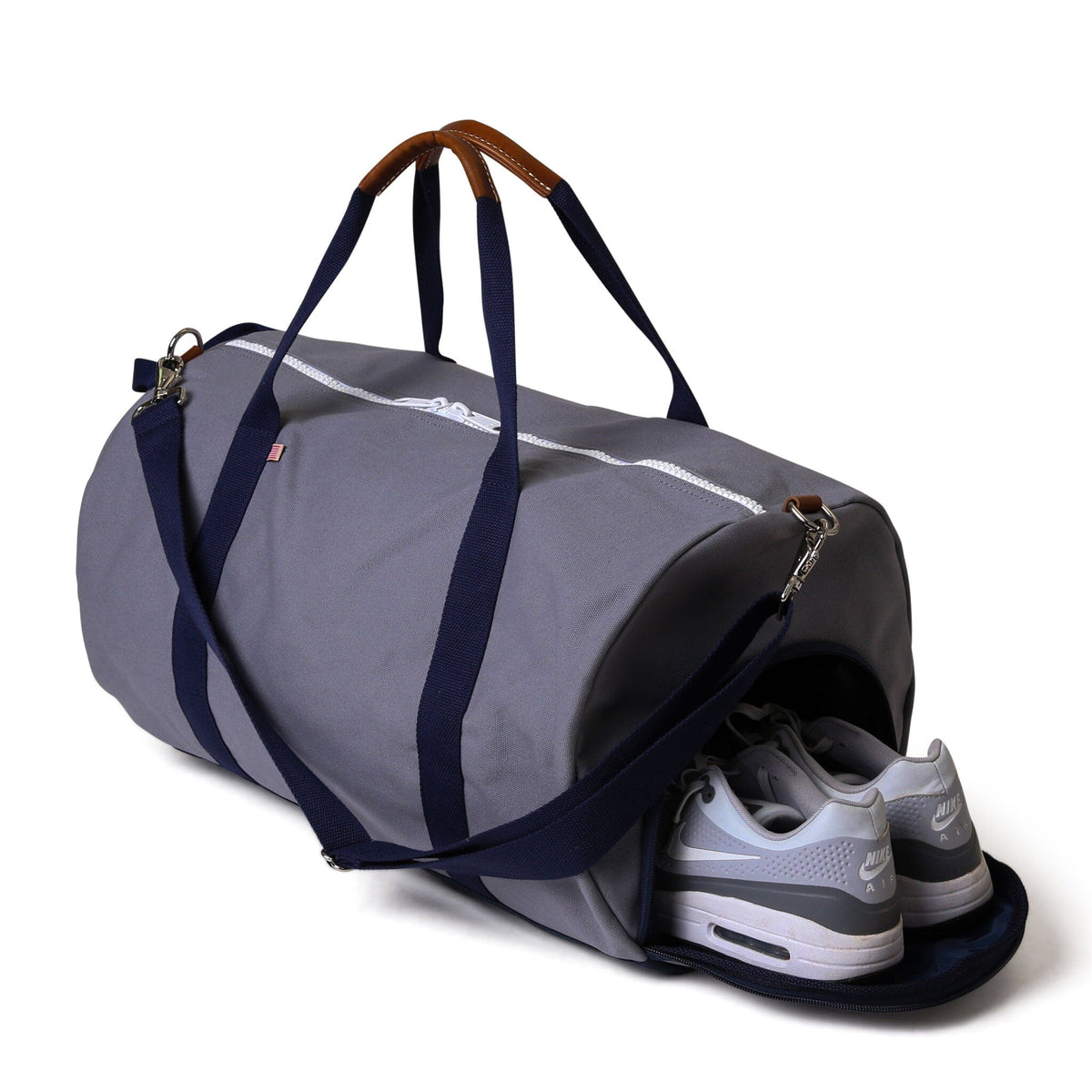 Large Overnight Duffel Bag Grey Navy Embroider It 10 Weekend Duffle Bags Dedicated Shoe Laptop Compartments Hudson Sutler