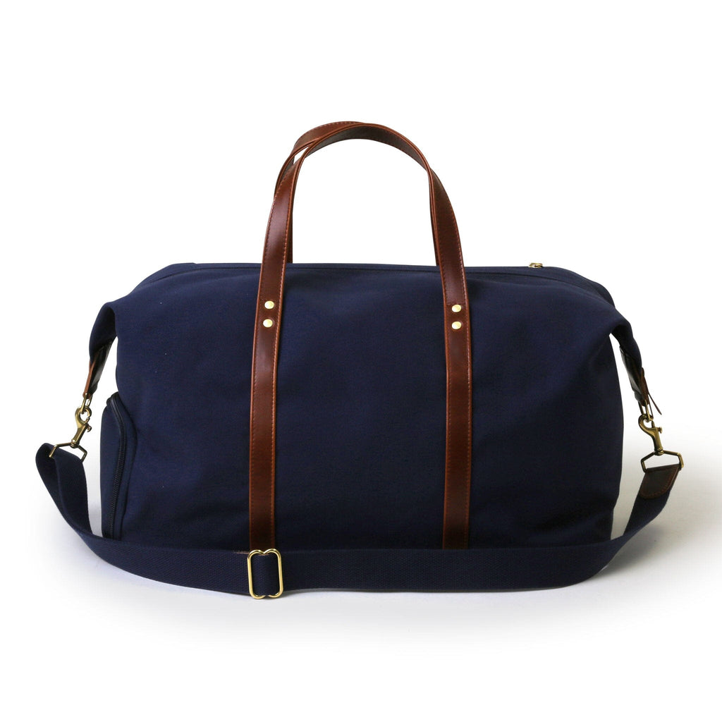 Large Canvas Weekender Bag - Navy/Brown | Hudson Sutler